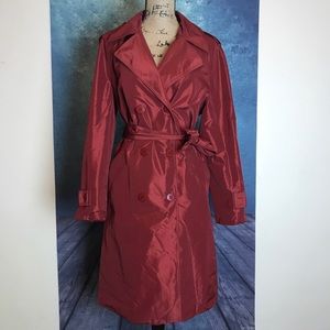 Lundstrom Crimson red trench coat Jacket size 8